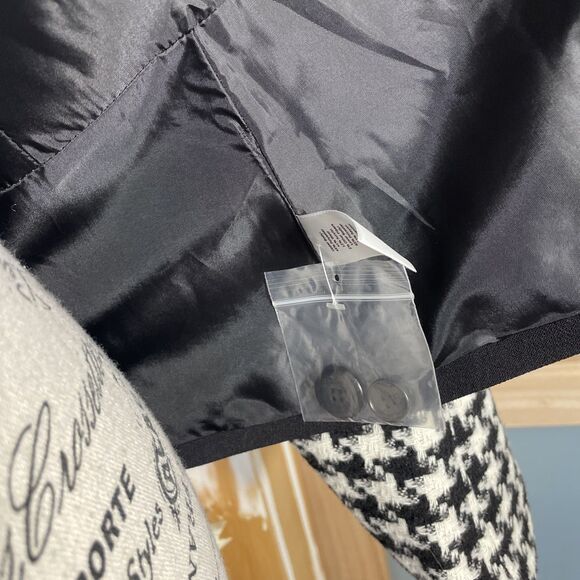 Talbots Black White Color Block Houndstooth Wool Blazer Jacket Size 12 Lawyer - Picture 8 of 10